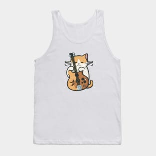 Cat Holding Bass Guitar Tank Top